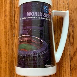 1967 World Series 6.5” tall handle cup w STL Cardinals vs Boston Red Sox
